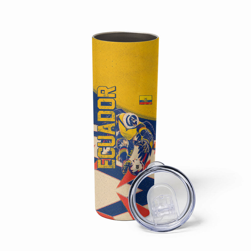 Personalized Ecuador Football Skinny Tumbler Condor Vintage Grunge National Pride Soccer Mascot