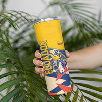 Personalized Ecuador Football Skinny Tumbler Condor Vintage Grunge National Pride Soccer Mascot