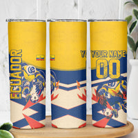 Personalized Ecuador Football Skinny Tumbler Condor Vintage Grunge National Pride Soccer Mascot