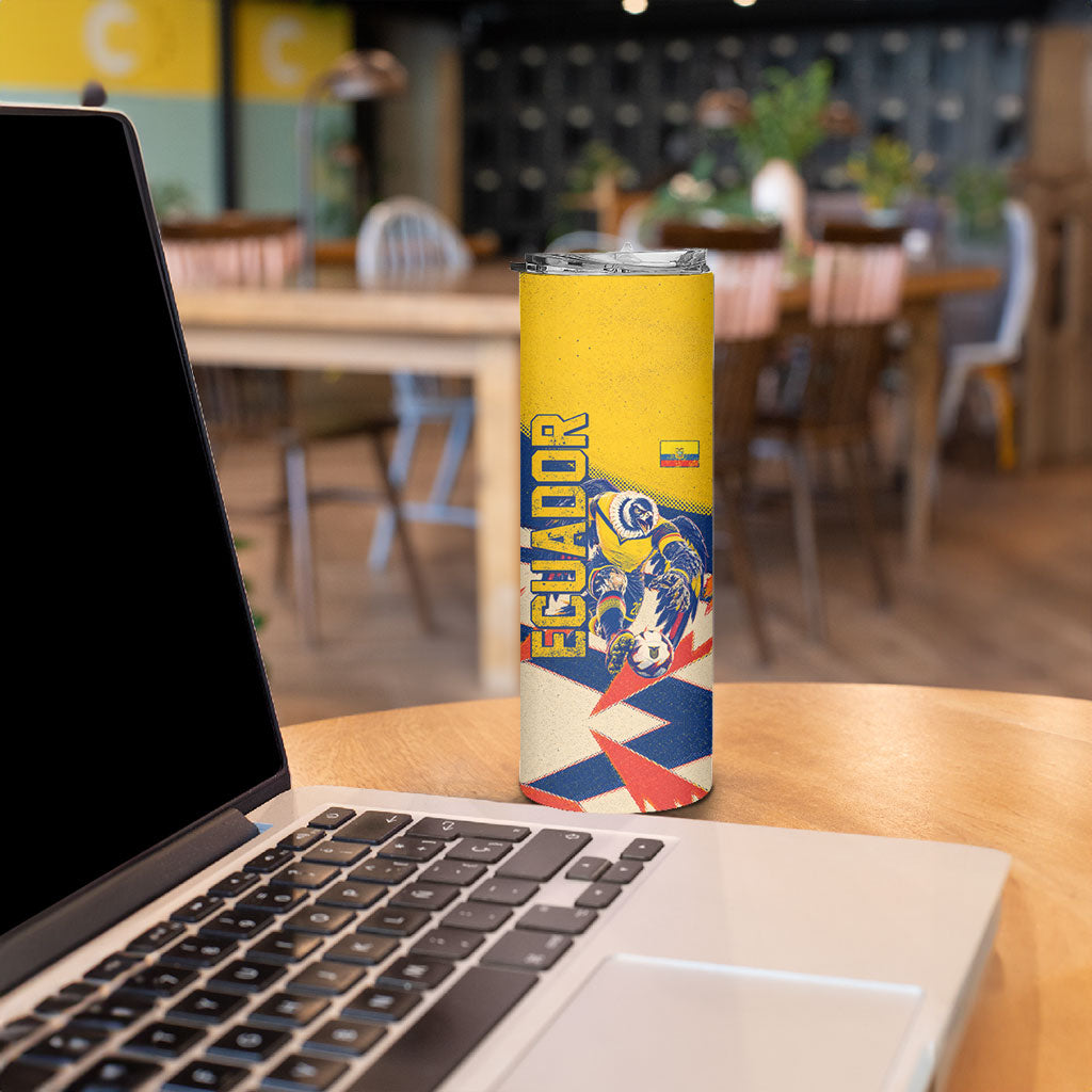 Personalized Ecuador Football Skinny Tumbler Condor Vintage Grunge National Pride Soccer Mascot
