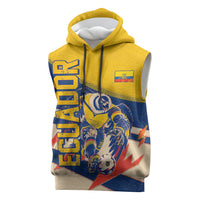 Personalized Ecuador Football Sleeveless Hoodie Condor Vintage Grunge National Pride Soccer Mascot