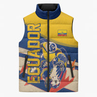 Personalized Ecuador Football Sleeveless Puffer Jacket Condor Vintage Grunge National Pride Soccer Mascot