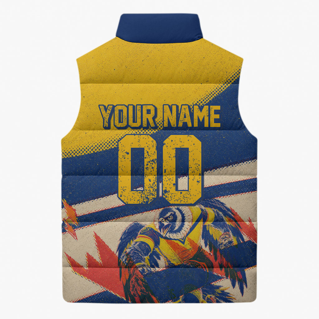 Personalized Ecuador Football Sleeveless Puffer Jacket Condor Vintage Grunge National Pride Soccer Mascot