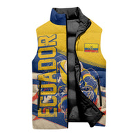 Personalized Ecuador Football Sleeveless Puffer Jacket Condor Vintage Grunge National Pride Soccer Mascot