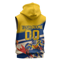 Personalized Ecuador Football Sleeveless Zip Hoodie Condor Vintage Grunge National Pride Soccer Mascot