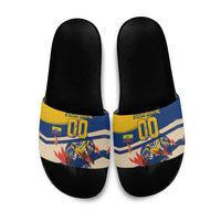 Personalized Ecuador Football Slide Sandals Condor Vintage Grunge National Pride Soccer Mascot