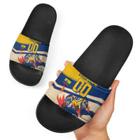 Personalized Ecuador Football Slide Sandals Condor Vintage Grunge National Pride Soccer Mascot