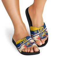 Personalized Ecuador Football Slide Sandals Condor Vintage Grunge National Pride Soccer Mascot