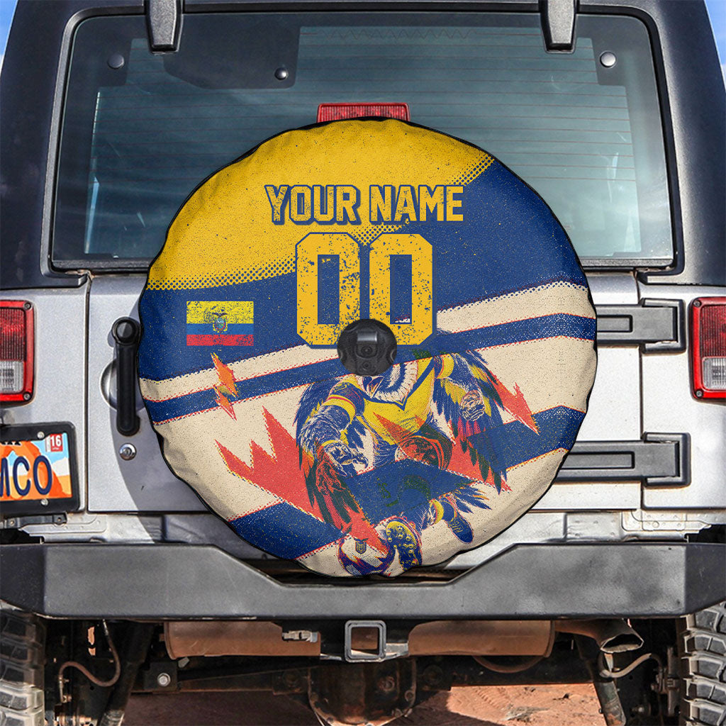 Personalized Ecuador Football Spare Tire Cover Condor Vintage Grunge National Pride Soccer Mascot