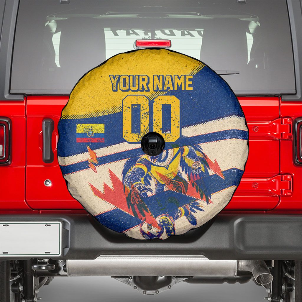 Personalized Ecuador Football Spare Tire Cover Condor Vintage Grunge National Pride Soccer Mascot