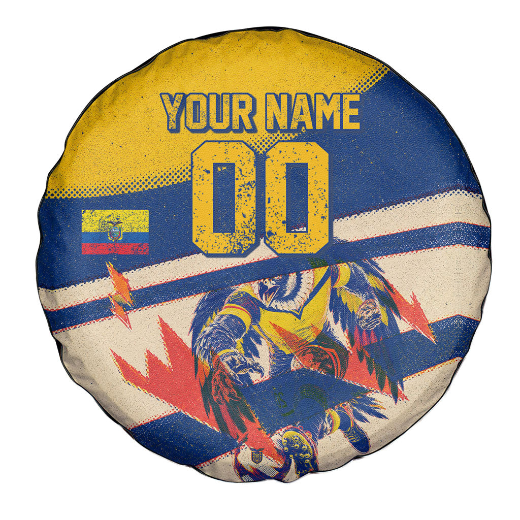 Personalized Ecuador Football Spare Tire Cover Condor Vintage Grunge National Pride Soccer Mascot