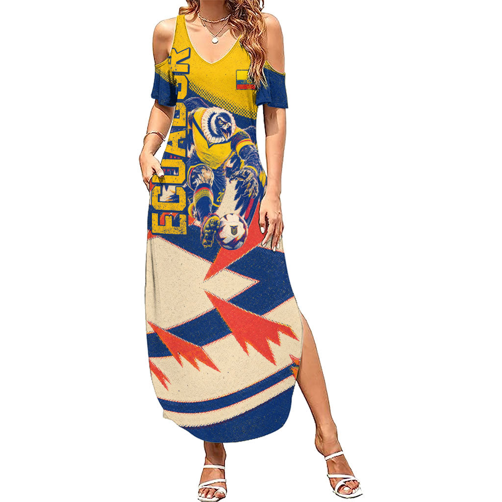 Personalized Ecuador Football Summer Maxi Dress Condor Vintage Grunge National Pride Soccer Mascot