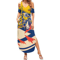 Personalized Ecuador Football Summer Maxi Dress Condor Vintage Grunge National Pride Soccer Mascot