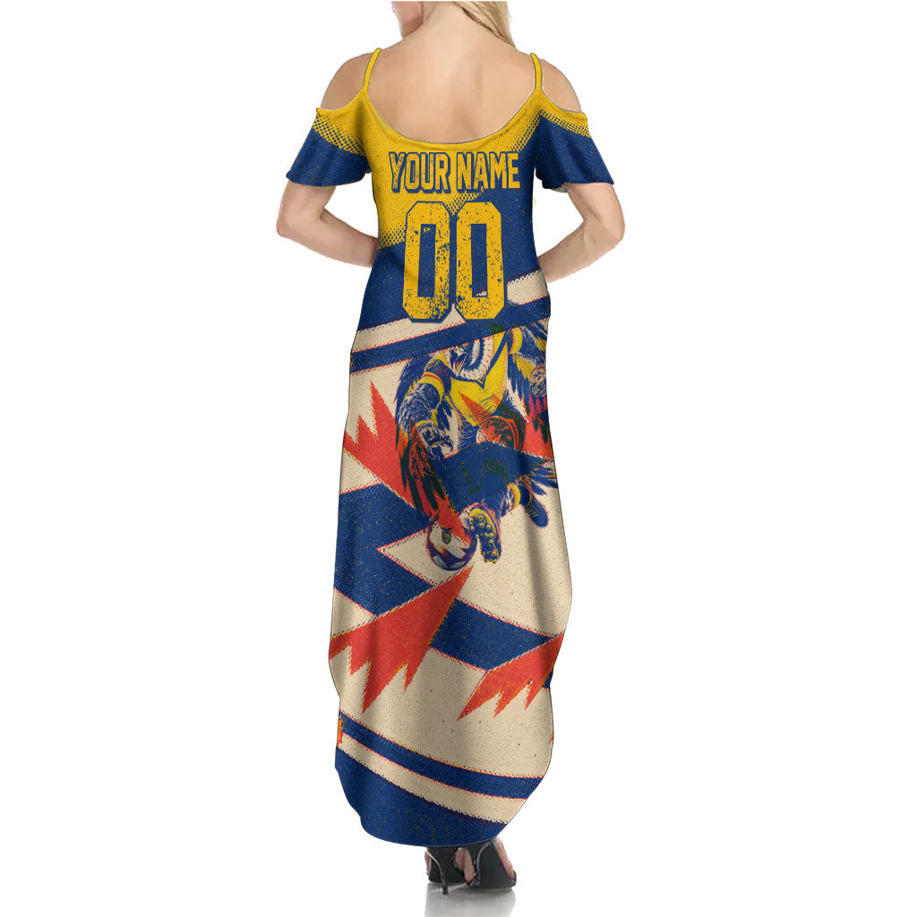 Personalized Ecuador Football Summer Maxi Dress Condor Vintage Grunge National Pride Soccer Mascot