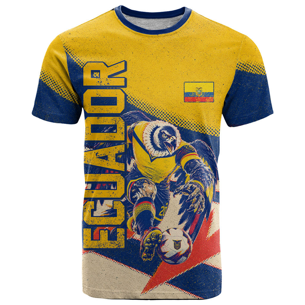 Personalized Ecuador Football T Shirt Condor Vintage Grunge National Pride Soccer Mascot