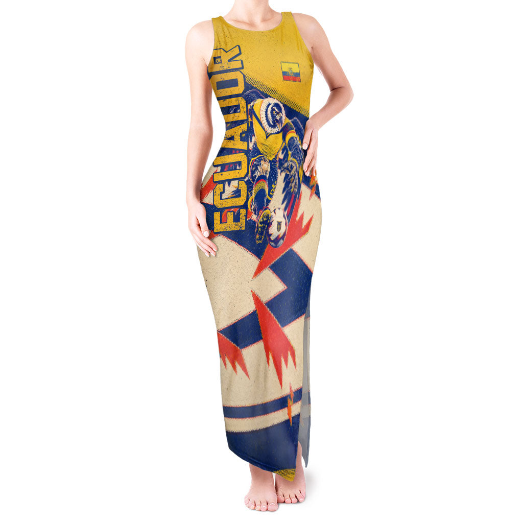 Personalized Ecuador Football Tank Maxi Dress Condor Vintage Grunge National Pride Soccer Mascot