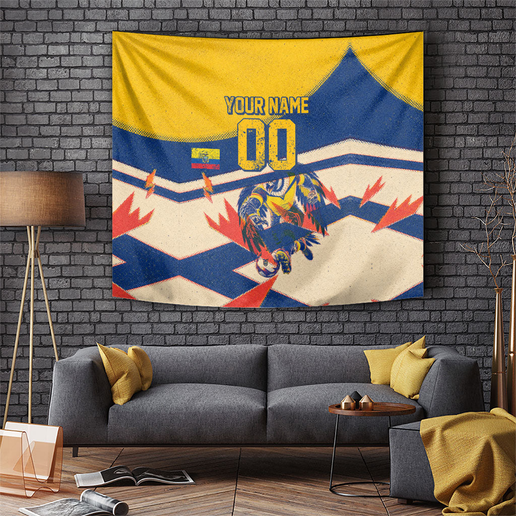 Personalized Ecuador Football Tapestry Condor Vintage Grunge National Pride Soccer Mascot