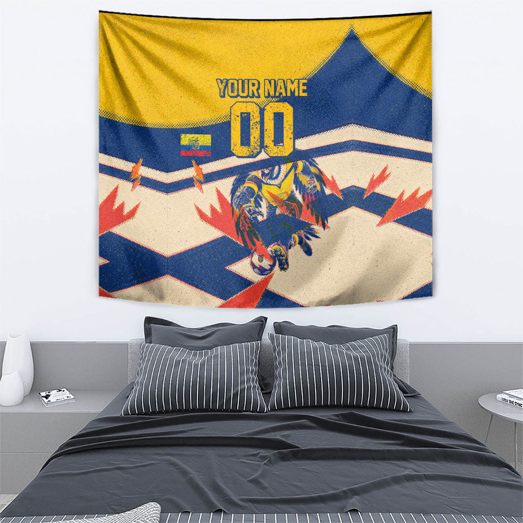 Personalized Ecuador Football Tapestry Condor Vintage Grunge National Pride Soccer Mascot