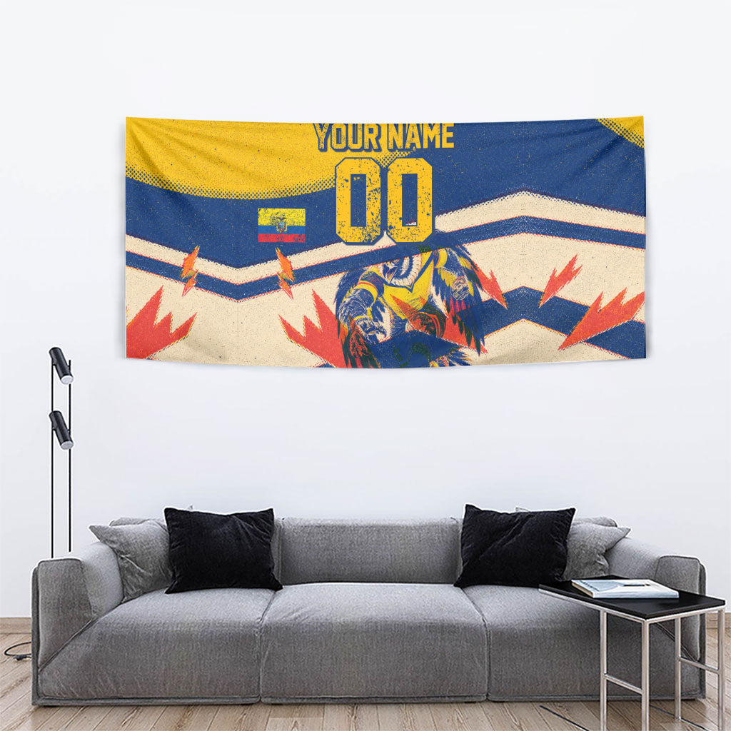 Personalized Ecuador Football Tapestry Condor Vintage Grunge National Pride Soccer Mascot