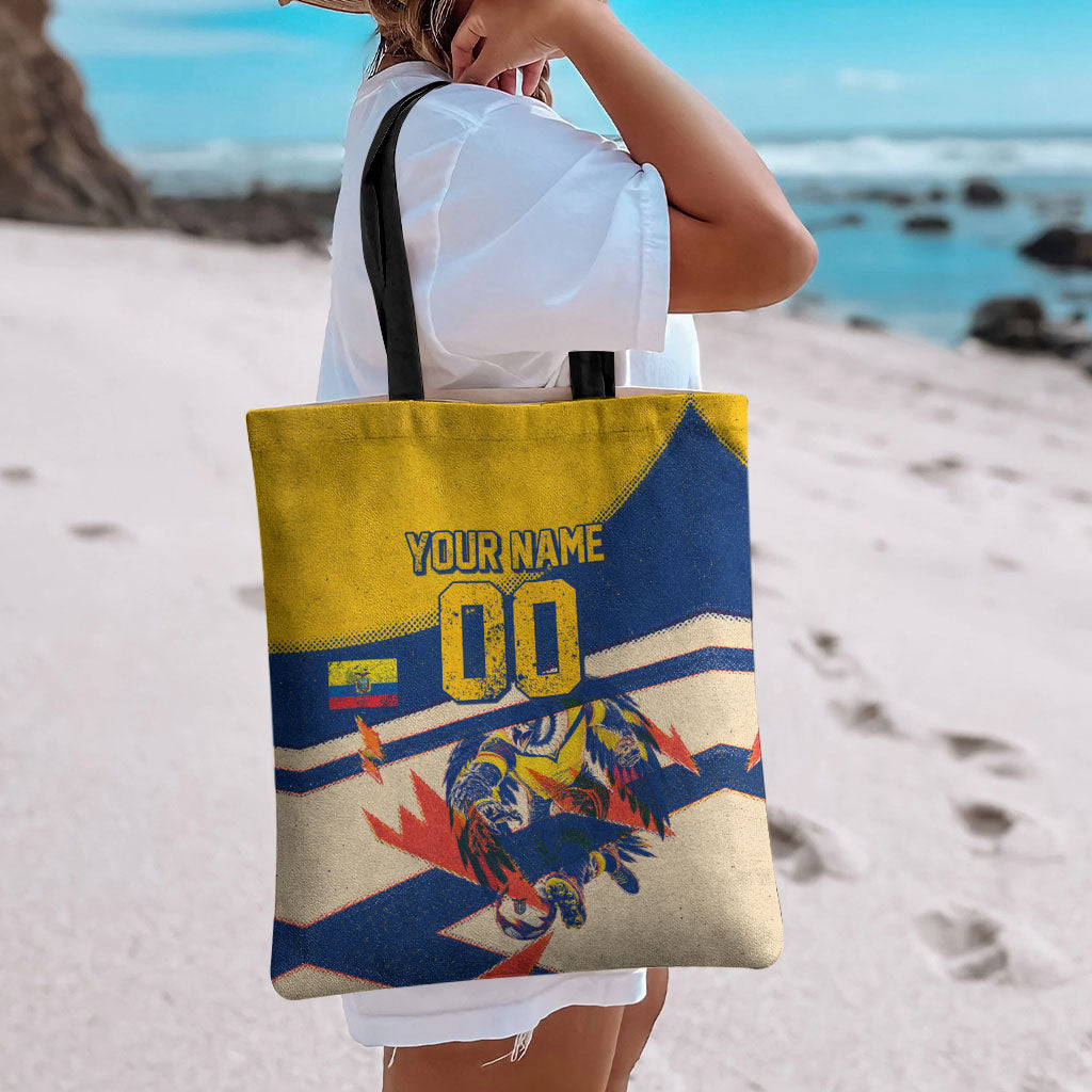 Personalized Ecuador Football Tote Bag Condor Vintage Grunge National Pride Soccer Mascot