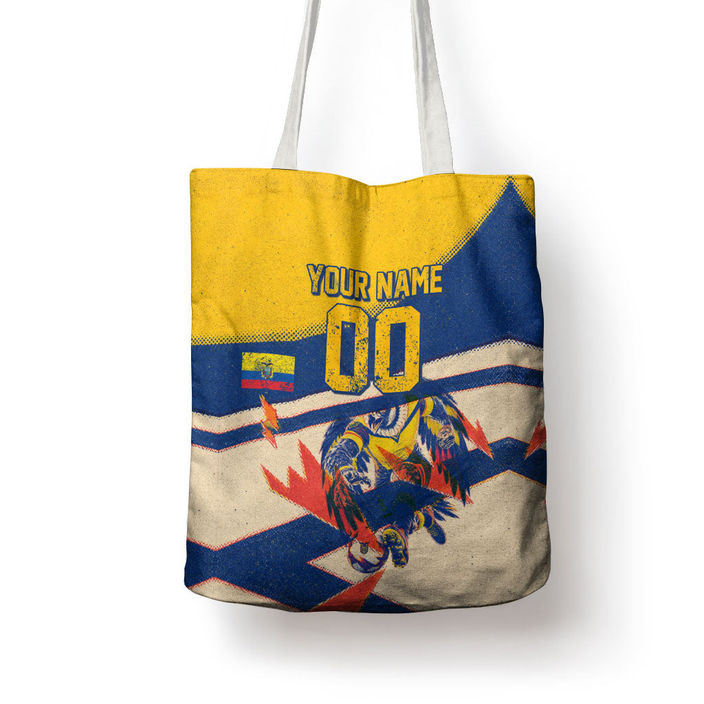 Personalized Ecuador Football Tote Bag Condor Vintage Grunge National Pride Soccer Mascot