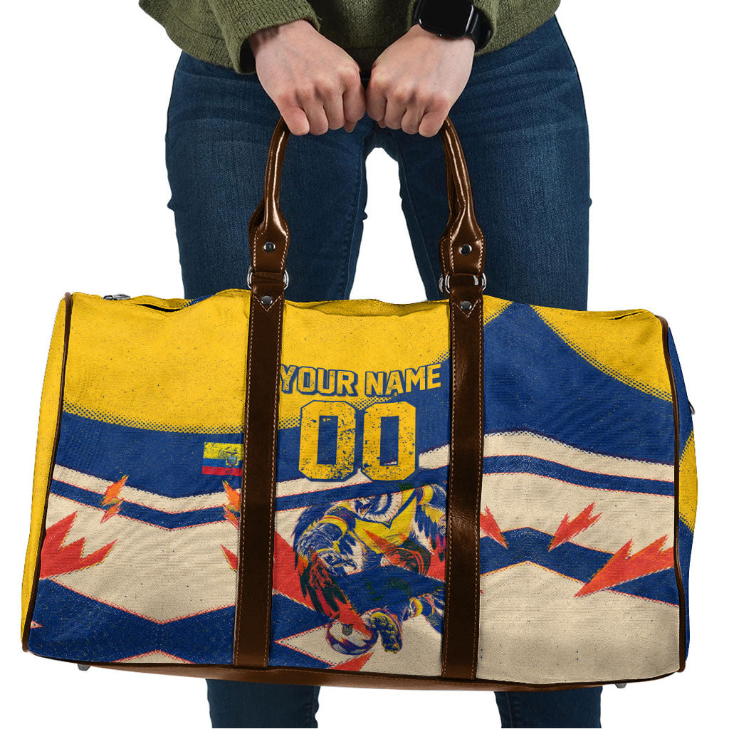 Personalized Ecuador Football Travel Bag Condor Vintage Grunge National Pride Soccer Mascot
