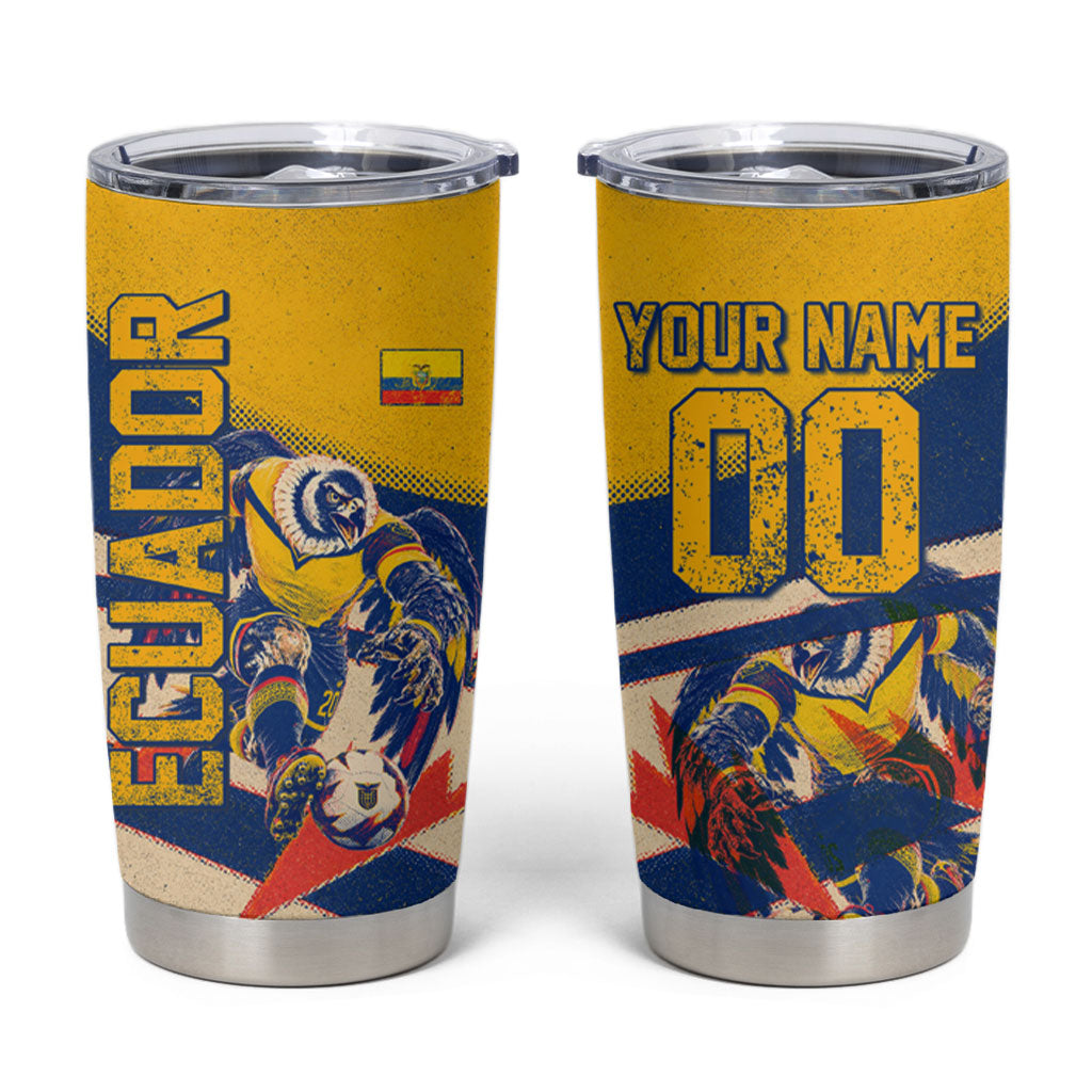 Personalized Ecuador Football Tumbler Cup Condor Vintage Grunge National Pride Soccer Mascot