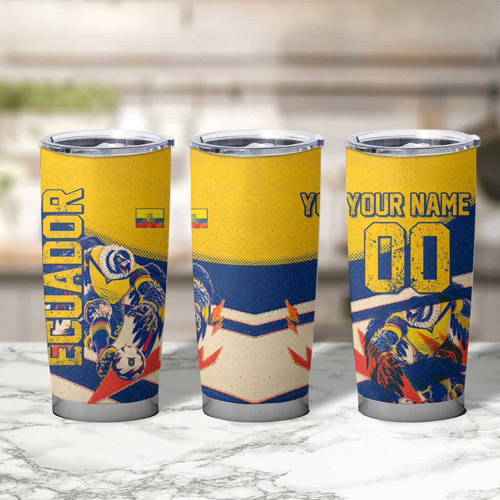 Personalized Ecuador Football Tumbler Cup Condor Vintage Grunge National Pride Soccer Mascot