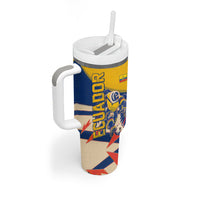 Personalized Ecuador Football Tumbler With Handle Condor Vintage Grunge National Pride Soccer Mascot