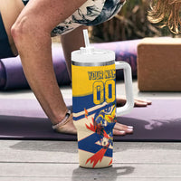 Personalized Ecuador Football Tumbler With Handle Condor Vintage Grunge National Pride Soccer Mascot