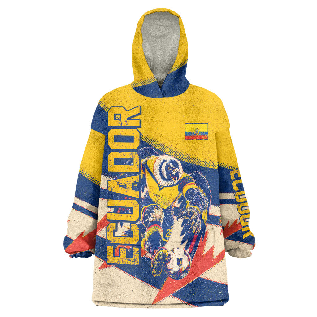 Personalized Ecuador Football Wearable Blanket Hoodie Condor Vintage Grunge National Pride Soccer Mascot