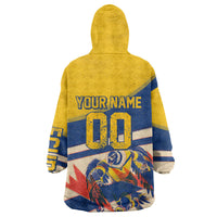 Personalized Ecuador Football Wearable Blanket Hoodie Condor Vintage Grunge National Pride Soccer Mascot
