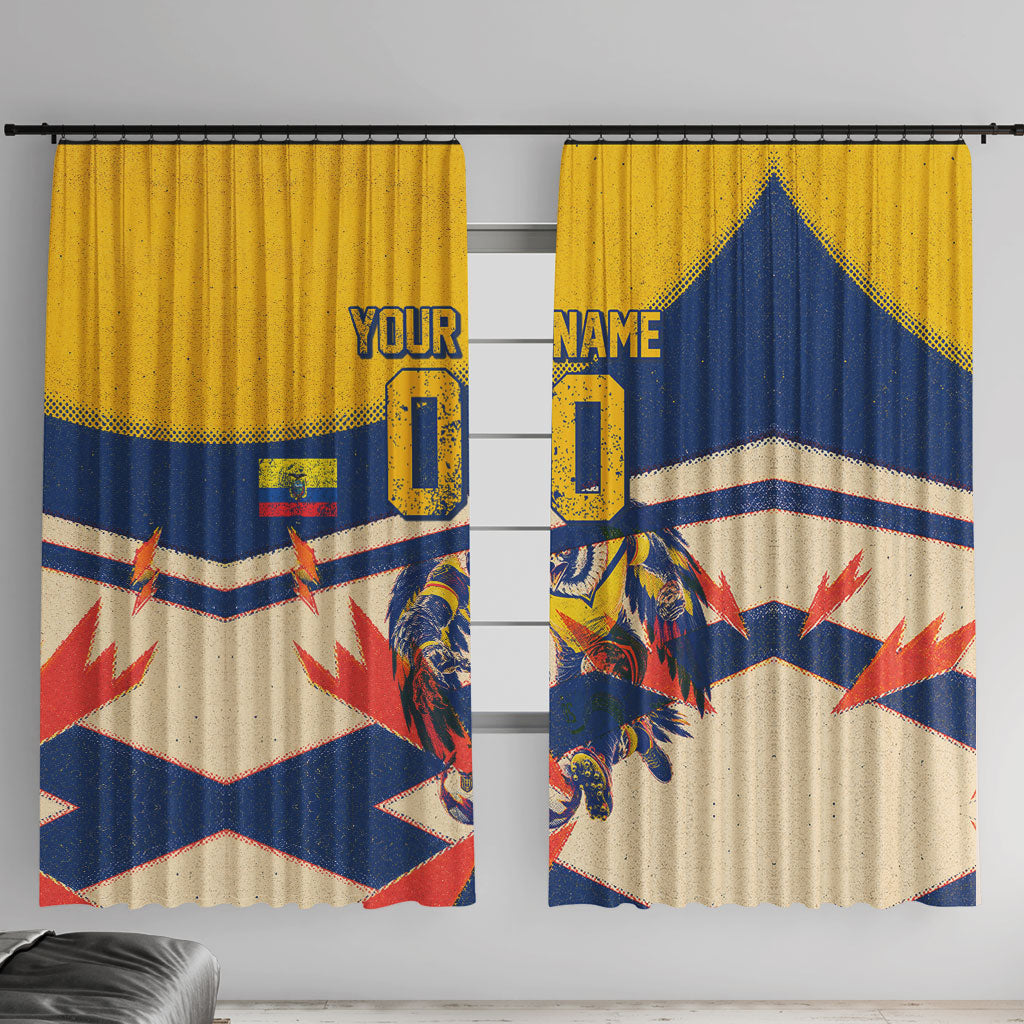 Personalized Ecuador Football Window Curtain Condor Vintage Grunge National Pride Soccer Mascot