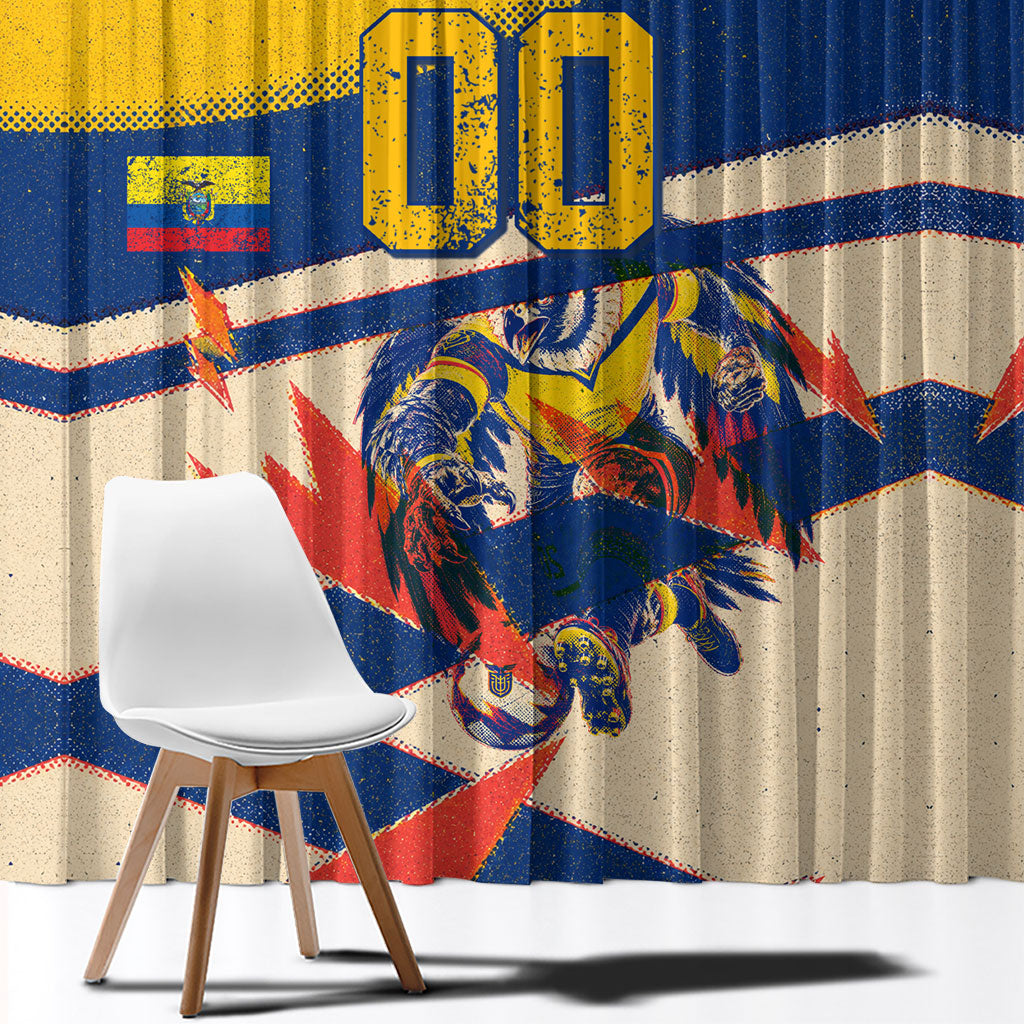 Personalized Ecuador Football Window Curtain Condor Vintage Grunge National Pride Soccer Mascot