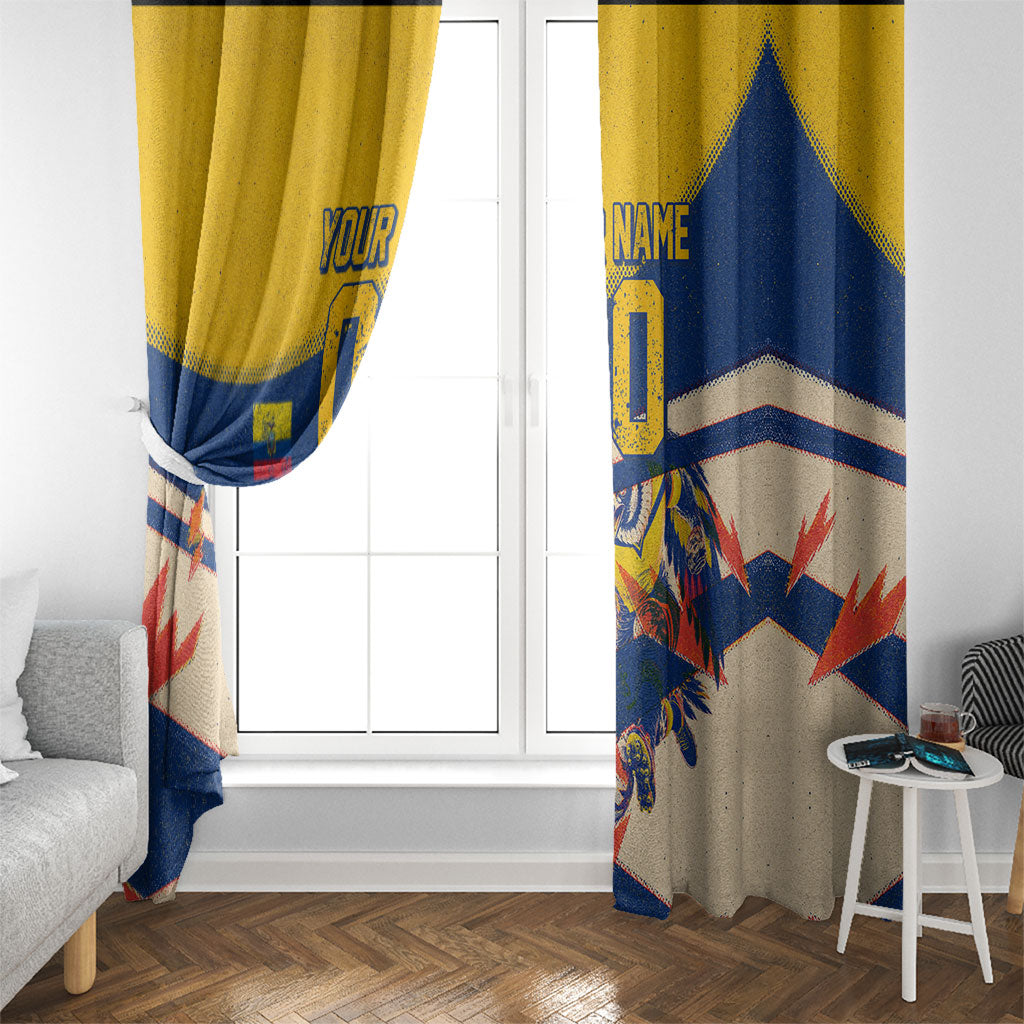 Personalized Ecuador Football Window Curtain Condor Vintage Grunge National Pride Soccer Mascot