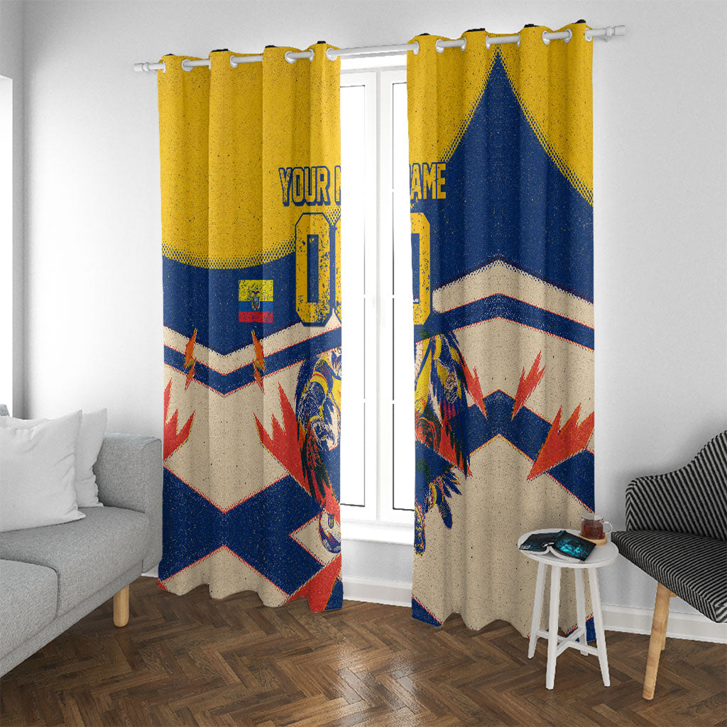 Personalized Ecuador Football Window Curtain Condor Vintage Grunge National Pride Soccer Mascot