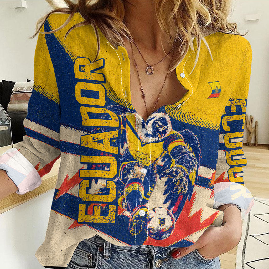 Personalized Ecuador Football Women Casual Shirt Condor Vintage Grunge National Pride Soccer Mascot