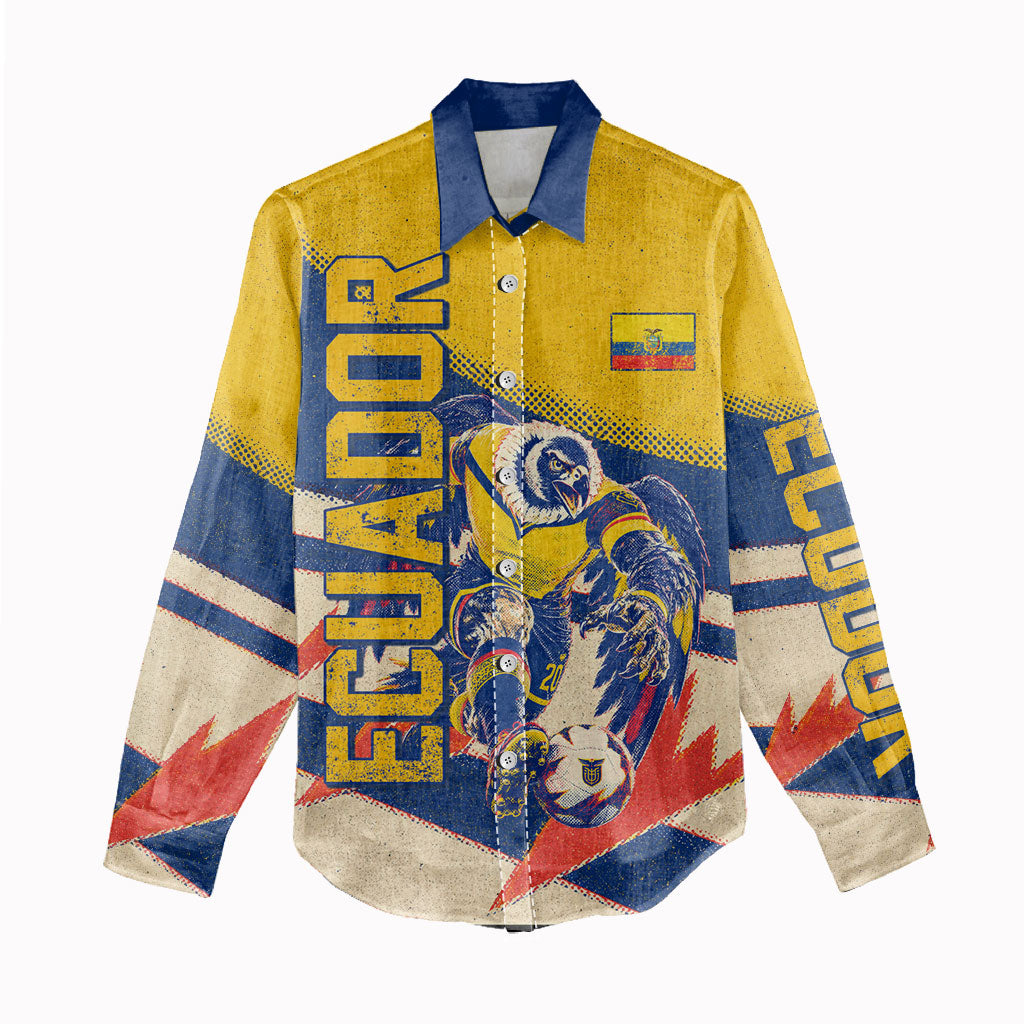 Personalized Ecuador Football Women Casual Shirt Condor Vintage Grunge National Pride Soccer Mascot
