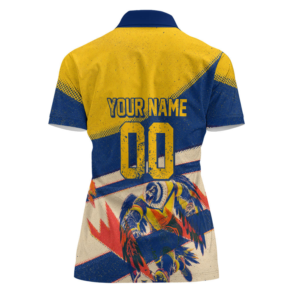 Personalized Ecuador Football Women Polo Shirt Condor Vintage Grunge National Pride Soccer Mascot