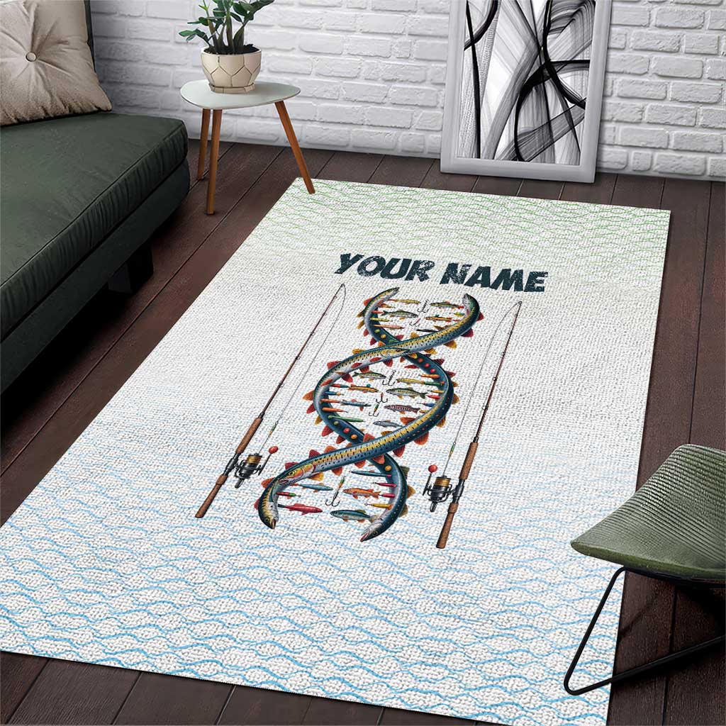 Fishing DNA Area Rug Colorful Fish Illustrations on White Scale For Fisherman - Wonder Print Shop