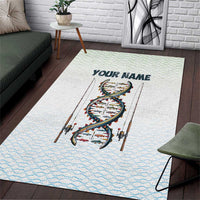 Fishing DNA Area Rug Colorful Fish Illustrations on White Scale For Fisherman - Wonder Print Shop