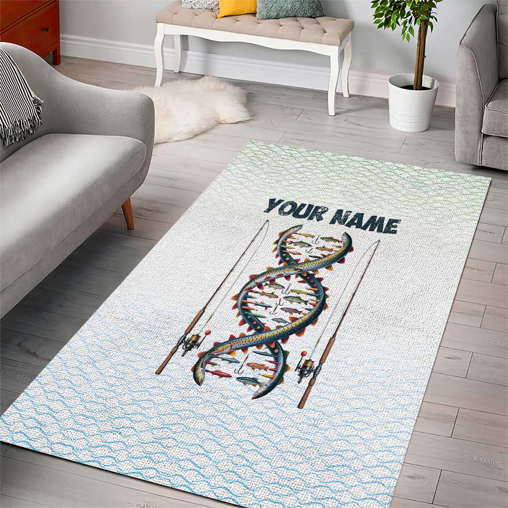 Fishing DNA Area Rug Colorful Fish Illustrations on White Scale For Fisherman - Wonder Print Shop
