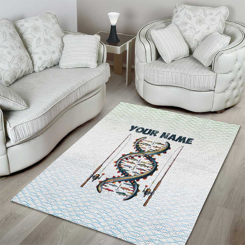 Fishing DNA Area Rug Colorful Fish Illustrations on White Scale For Fisherman - Wonder Print Shop