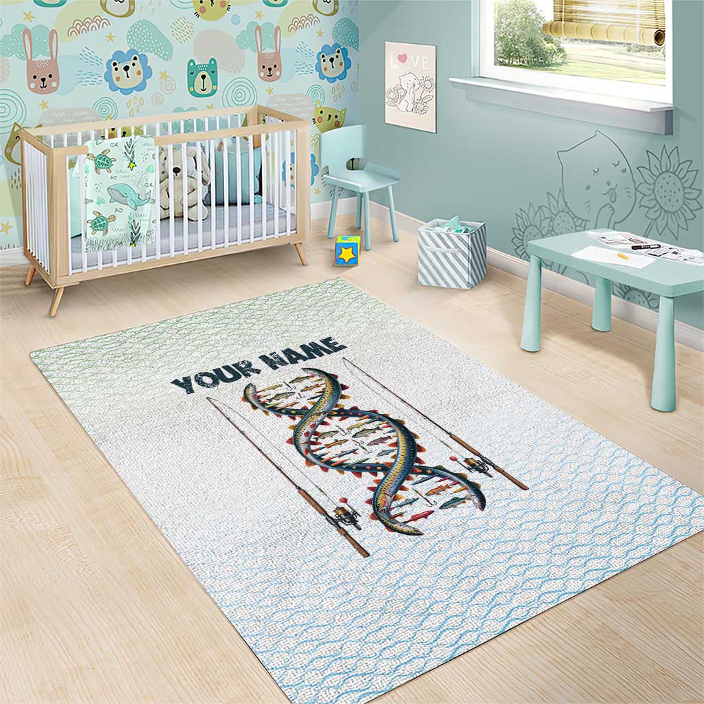 Fishing DNA Area Rug Colorful Fish Illustrations on White Scale For Fisherman - Wonder Print Shop