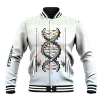 Fishing DNA Baseball Jacket Colorful Fish Illustrations on White Scale For Fisherman - Wonder Print Shop