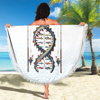 Fishing DNA Beach Blanket Colorful Fish Illustrations on White Scale For Fisherman - Wonder Print Shop