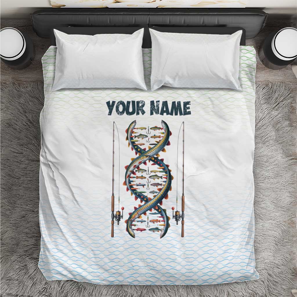 Fishing DNA Bedding Set Colorful Fish Illustrations on White Scale For Fisherman - Wonder Print Shop