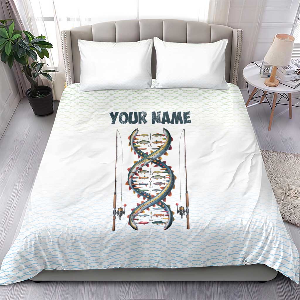 Fishing DNA Bedding Set Colorful Fish Illustrations on White Scale For Fisherman - Wonder Print Shop