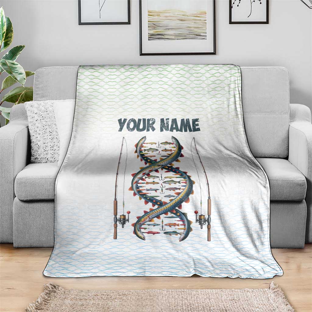 Fishing DNA Blanket Colorful Fish Illustrations on White Scale For Fisherman - Wonder Print Shop