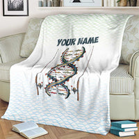 Fishing DNA Blanket Colorful Fish Illustrations on White Scale For Fisherman - Wonder Print Shop